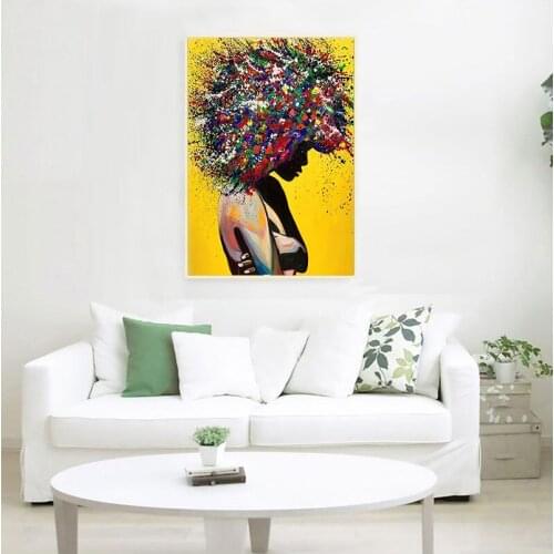 Modern Girl Portrait Oil Painting Wall Art Poster Pictures for Office Living Room Home Decoration
