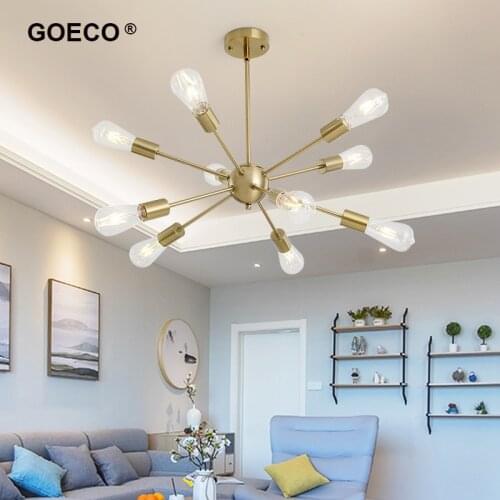 Modern Sputnik 10 Lights Pendant Lamp Antique Golden Industrial Home Decor Lighting Fixtures For Bedroom Living Room Kitchen