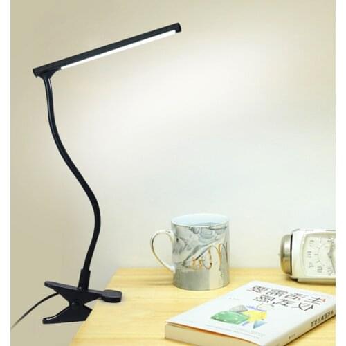 USB Clip LED Table Lamp Dimmable Touch Switch Flexible Neck Reading Light Clip Clamp Desk Lamp Switching and Stepless Dimming