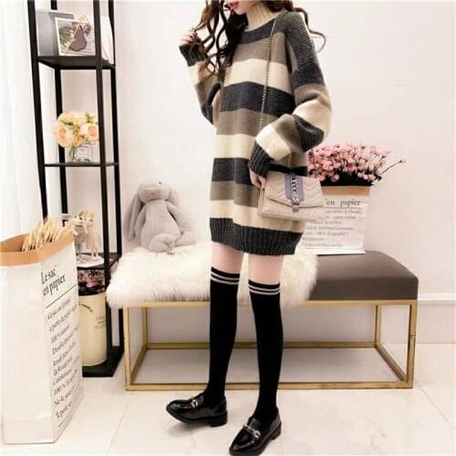 Sweater half turtleneck sweater women autumn and winter loose mid-length thick sweater pullover fashion wild