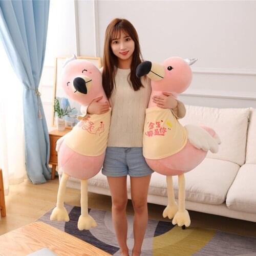 110cm High Quality Scarf Flamingo Plush Cartoon Toy Soft Animals Bird Doll Best Valentines Gift For Girlfriend Baby Kids Toy
