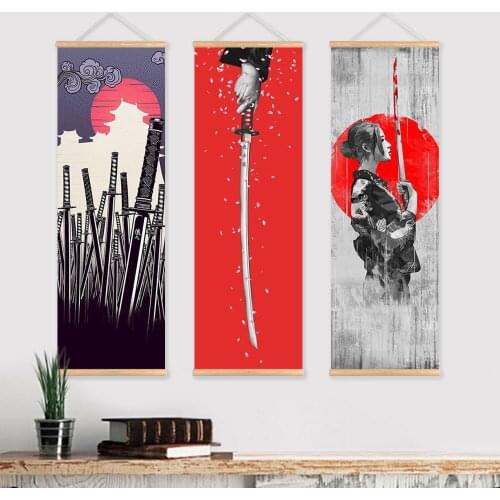 Japanese Ukiyo-e Tiger Canvas Scroll Poster Wall Pictures for Living Room Home Decor Paintings Wall Art Decorative Hang Painting
