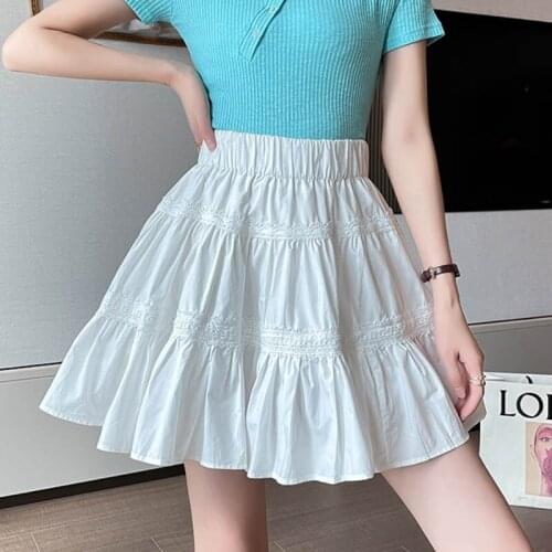 Zoki White Women Summer Mini Skirt High Waist A Line Korean Solid Lined Casual Skirts New 2021 Loose Black Girls Cupcake Skirts