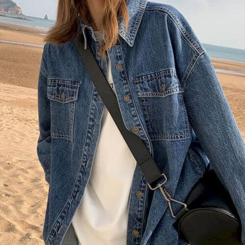 2021 New Spring Autumn Women Denim Jacket Korean Loose Oversized Vintage Casual Clothes Goth Harajuku Plus Size Fashion Solid