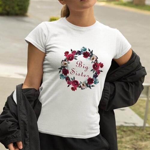 Big Sister Print Women T Shirt Crewneck Street Loose Casual Design Tshirt Aesthetic Creative Style Summer 2021 Graphic Top