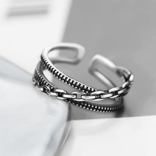 VENTFILLE 925 Sterling Silver Ring Cross Chain Ring Female Fashion Ins Personality Minimalist Style Chain Winding Jewelry Couple