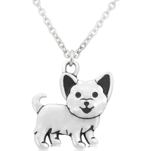 New Fashion Yorkshire Terrier Pendant Necklaces For Women Stainless Steel Chain Pets Dog Necklace Jewelry Choker Bijoux Femme