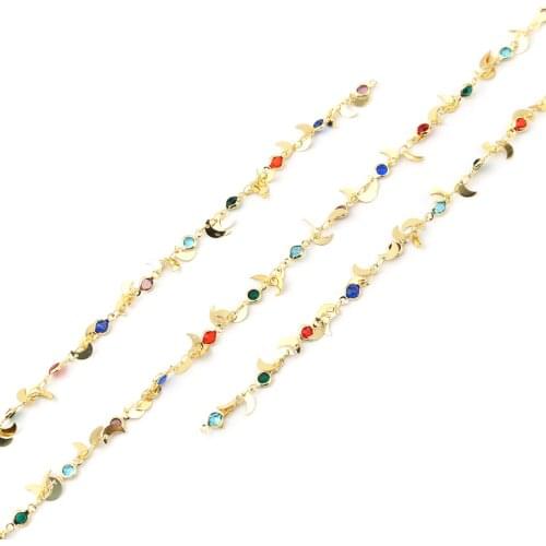 1 M Copper Galaxy Link Cable Chain Findings Half Moon Gold Color Multicolor Chains DIY Necklace Bracelet Findings