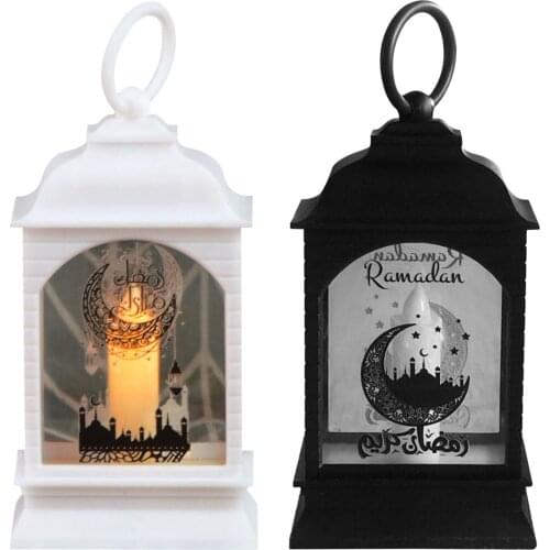 2Pcs Mubarak Wooden Pendant With LED Candles Light Ramadan Decorations For Home Islamic Muslim Party Eid Decor Kareem Ramadan