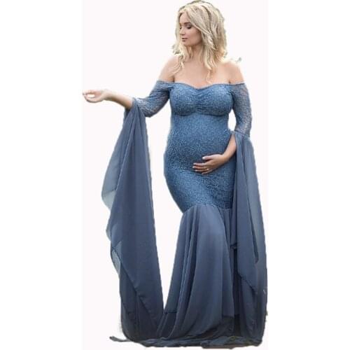 2019 Dress Maternity Photography Props Lace Stitching Pregnancy Clothes Maternity Dresses For Pregnant Photo Shoot Clothes