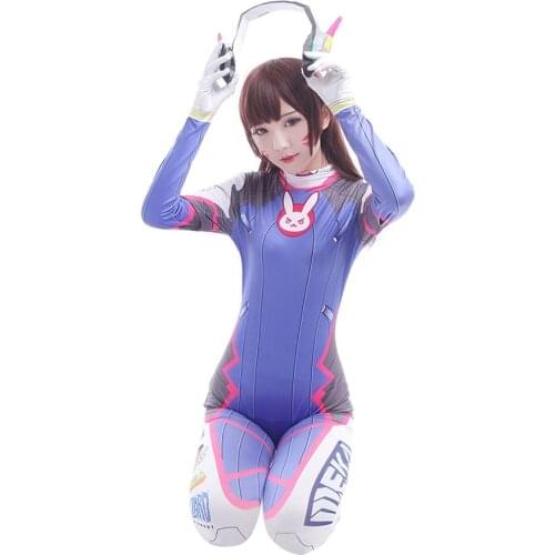 2020 Halloween costumes 3D Printing Overwatches Lady D VA Costume for women Cosplay dva Zentai Spandex Dva Bodysuit wig cosplay