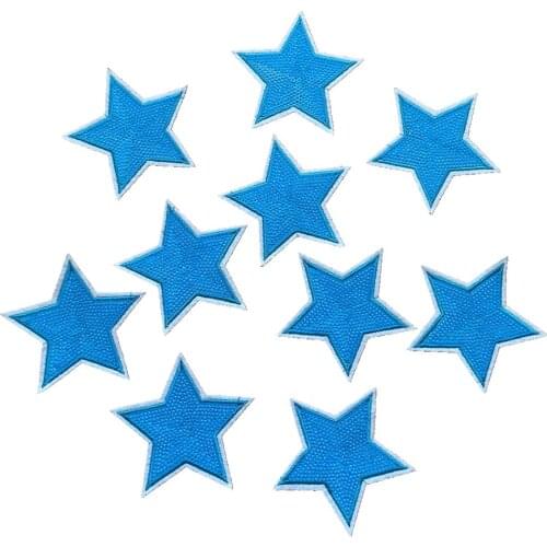 5Pcs Sky Blue Sequin Small Star Patches For Clothing Sew Accessories DIY Name Iron On Embroidery Hats Bags Cloth Stickers