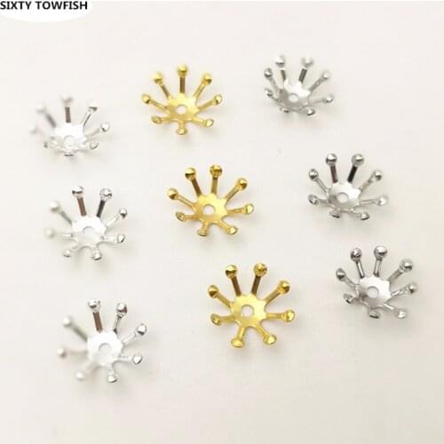 50 pieces 10mm Silver/Gold color/White K Vintage Metal Filigree Flowers Slice Charms Setting Jewelry DIY Components