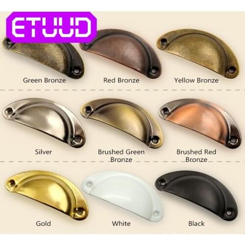 6-12PC Retro Jewelry Box Cabinet Cupboard Dresser Drawer Pull Handles Kitchen Brass Shell Antique Drawer Door Handle Furniture