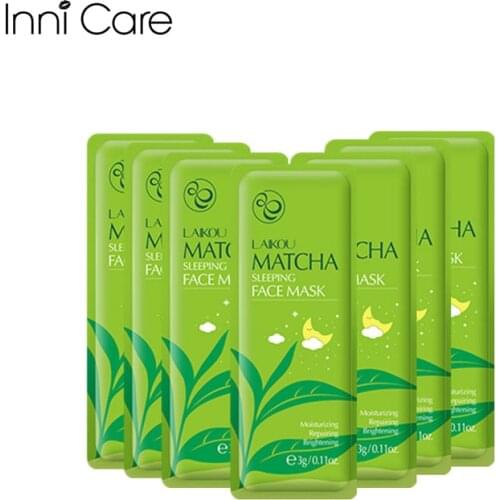7Pcs Matcha Face Mask Moisturizing Brighten Skin Sleeping Facial Mask Beauty Nourishing Oil Control Skin Care