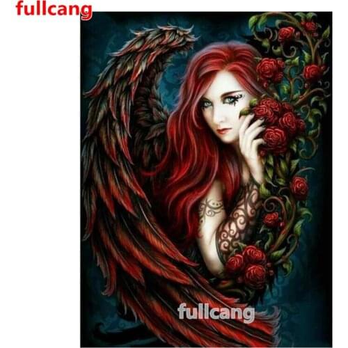 Full SquareRound Drill 5D DIY Diamond Painting Woman Wing Darkness Embroidery Cross Stitch 3D Home Decor Forest Angel,JX2340