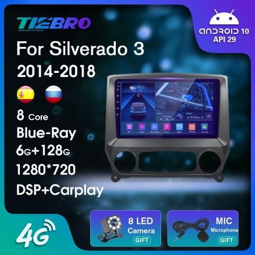 2Din Android10.0 Car Radio For Chevrolet Silverado 3 GMTK2 2014-2018 Blu-ray IPS Auto Radio GPS Navigation Bluetooth Player DSP