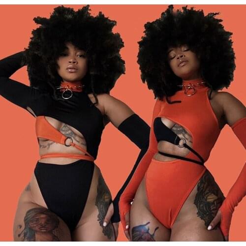 BKLD Spring And Summer New Bodysuits Women Clothes Sexy Fashion Streetwear Patchwork Hollow Out Ring One Piece Outfits