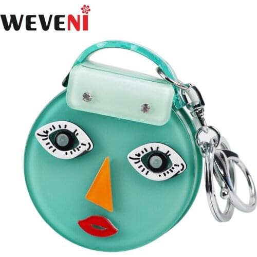 WEVENI Handbag Shape Girl Lady Face Model Key Chain Key Ring Hot Trendy Jewelry Keychain Wholesale For Women Bag Accessory