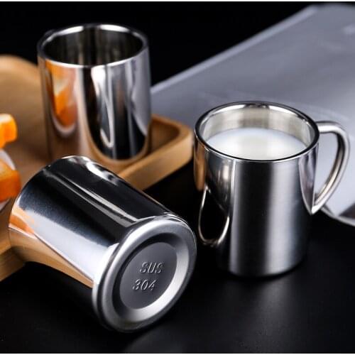 200ML Double Layer Insulated Thick 304 Stainless Steel Cup with Handle Office Tea Cup Students Kindergarten CHILDRENS Cups