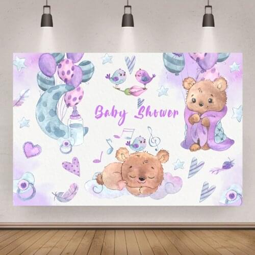 Painted Teddy Bear Girl Party Background Birthday Backdrop Baby Shower Poster Wall Decor Banner Studio Photographer Supplies