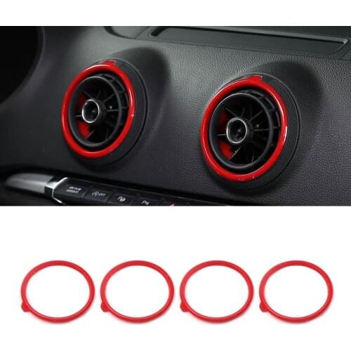 JEAZEA 4pcs AC Air Condition Vent Outlet Ring Replacement Cover Trim For Audi A3 S3 2014 2015 2016 Car Styling