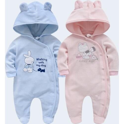 Cartoon Jumpsuits Baby Infant Hooded Long-Sleeved Clothes Bag Feet New Primary Kinds Newborn Baby Boy Clothes Footies Clothes