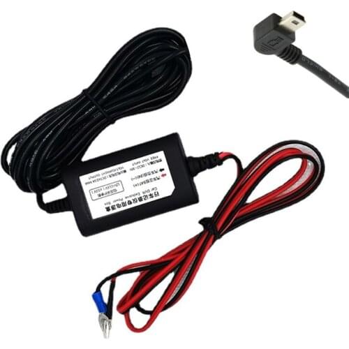 Dash Cam Hardwire Kit 12V/24V to 5V 2A Converter Cable Mini USB Step-Down Line Fit for Parking Monitoring Navigation GPS T21E