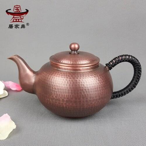 Handmade red copper teapot thickened tea pot brewing kungfu tea set small kettle