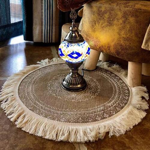 Round Embroidery Table Placemat Nordic Style Non-slip Placemat Heat Insulation Furniture Decoration Mat Coffee Cup Mats
