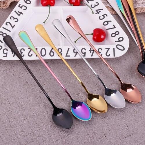 Stainless Steel Spoon With Long Handle Ice Spoon Coffee Spoon Tea For Camping Picnic
