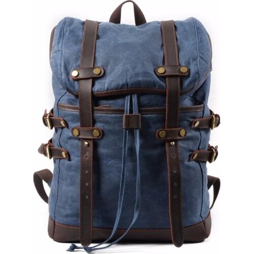 M133 Fashion Backpack Leather Canvas Men Backpack School Bag Military Backpack Women Rucksack Male Knapsack Bagpack Mochila New