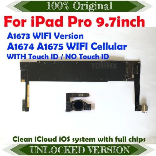 WIFI A1673 For iPad Pro 9.7 2016 Motherboard With / No Touch ID Original Clean Main Board Wlan Support IOS Full Chips 32/64/128g