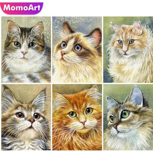 MomoArt 5D DIY Diamond Embroidery Cat Handmade Gift Diamond Painting Animal Diamond Mosaic Full Layout Wall Decorations