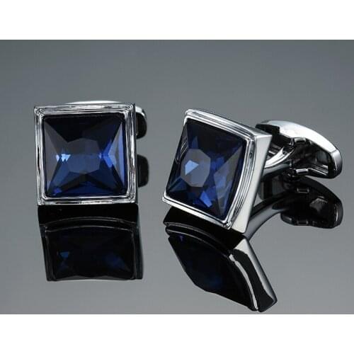 DY The new high-grade luxury brand design square blue crystal Cufflinks Mens French shirt Cufflinks free shipping