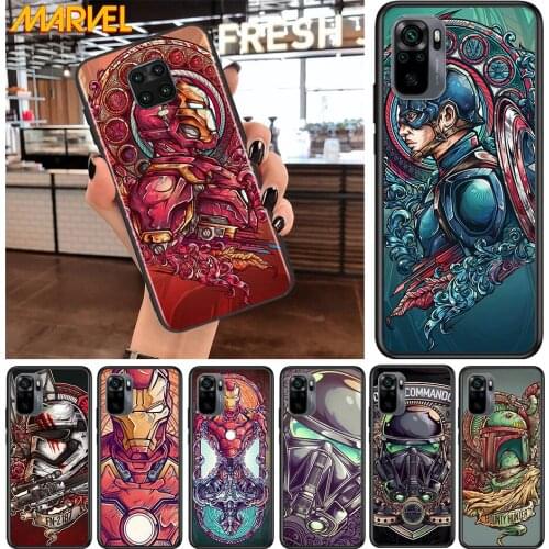Captain America Iron Man for Xiaomi Redmi Note 10 10S 9 9T 9S 9Pro Max 8T 8Pro 8 7 6 5 Pro 5A 4X 4 Soft Black Phone Case