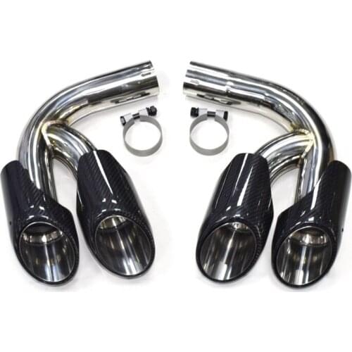 Carbon Fiber Exhaust Pipe End Tailpipe For Porsche Cayenne 2018-2020 Glossy Black Stainless Steel Car Back System Muffler Tip