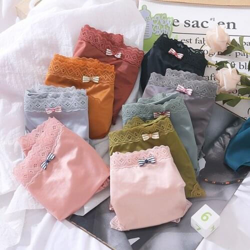 New Womens Underwear Sexy Lace Panties Fashion Soft Comfort Briefs Middle Waist Seamless Underpants Female Bow Lingerie