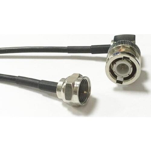 New BNC Male Right Angle Switch F Male Plug pigtail cable RG174 Wholesale 20CM 8" Adapter