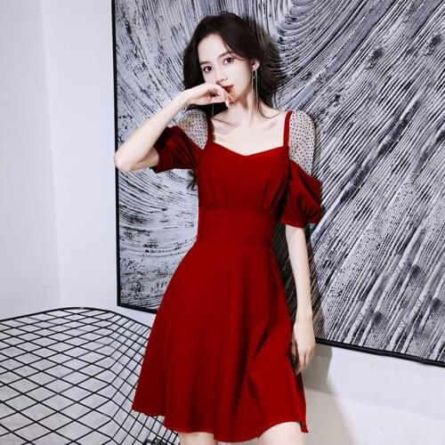 Special Occasion Dresses Vintage V-Neck Short Luxury Burgundy Lace Knee-length A-Line Backless Elegant Nice Women Prom Gown E950