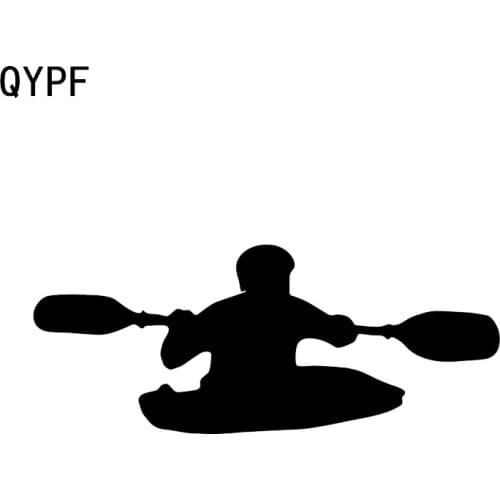 QYPF 17.3*7CM Interesting Board Paddling Canoe Decor Car Sticker Vinyl Silhouette Accessories Black Silver C16-1165