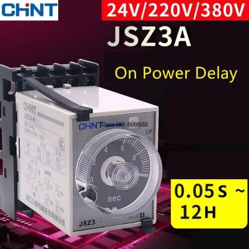 CHINT CHNT ST3P Power On time Delay Relay with Socket JSZ3A-B A C D 220V 24V10S 60S Time Relay Switch
