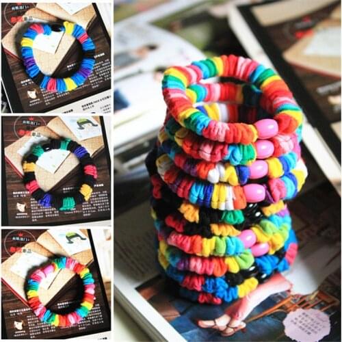 New fashion cute Rainbow-colored bubbles hair ring hair rope hair accessories for women girl children