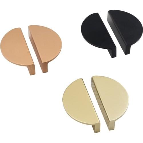 Furniture Handles Solid Space Aluminum Semicircle Half Moon Cabinet Knobs Knobs for Drawers Cabinet Handles Knob