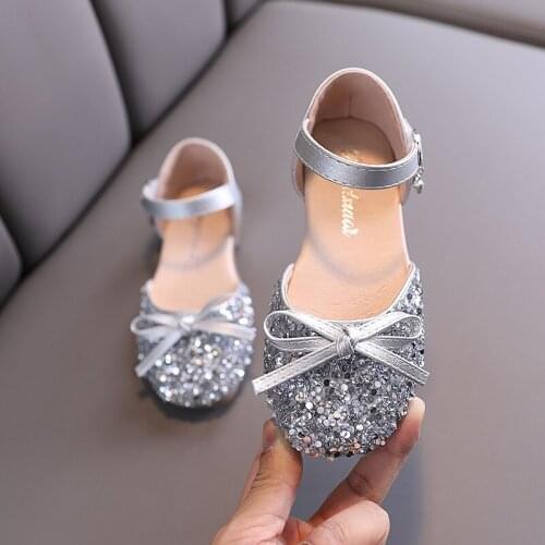 Toddler Sandals Girls Summer Bowknot Bling Sequins Single Sneakers Princess Casual Shoes Sandals Infant Kids Baby Girl Sandals