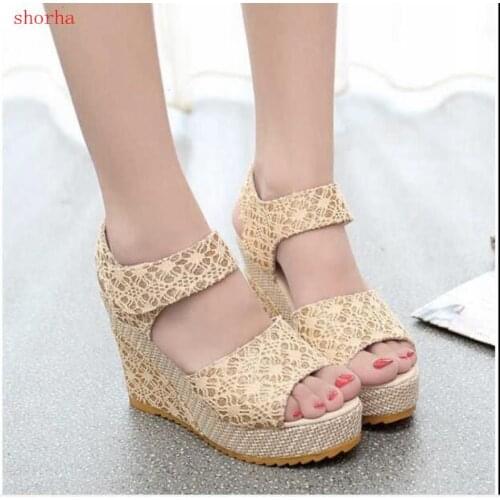 Women Sandals Summer New Open Toe Fish Head Fashion platform High Heels Wedge Sandals female shoes women shoes Size 35-40