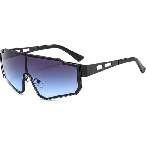 New Fashion Sunglasses For Men Women Vintage Oversized Flat Top Frame Sun Glasses Personality Big Metal Eyewear One-piece Lenses