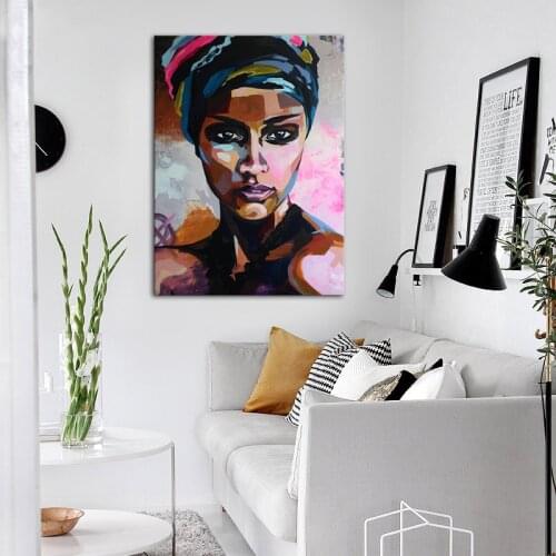Modern Wall Art Print Woman Colourful Posters Print Portrait Art African Woman Canvas Painting Abstract Portrait Painting
