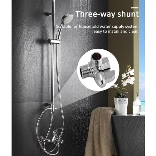 Angle Valve Hose Bath Shower Arm Toilet Chromed Brass 3-Way Shower Arm Diverter Valve G 1/2 inch for Handheld Showerhead