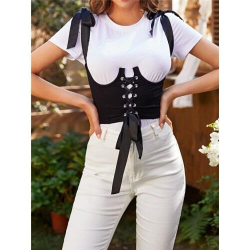 Hirigin Vintage Women Belts Corset Buttons Lace-up Steampunk Harness Stretchy Waistcoat Wide Cincher Buckle Cummerbunds 2021